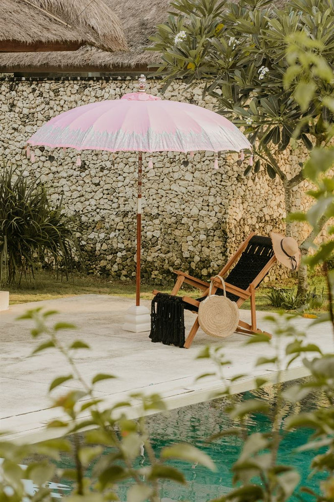 Bali parasol - Half zilver roze - 180cm